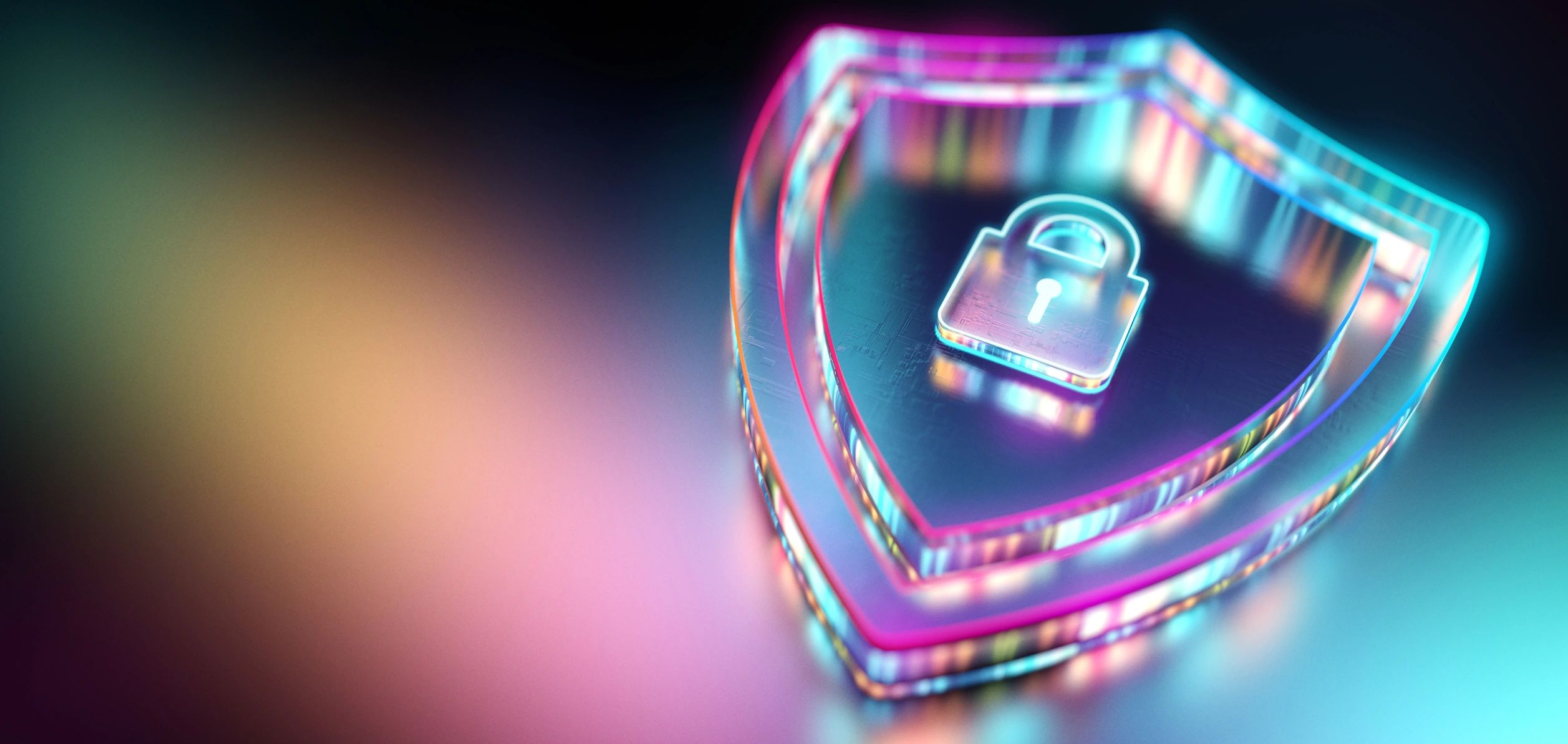 Digital shield representing managed firewall and security