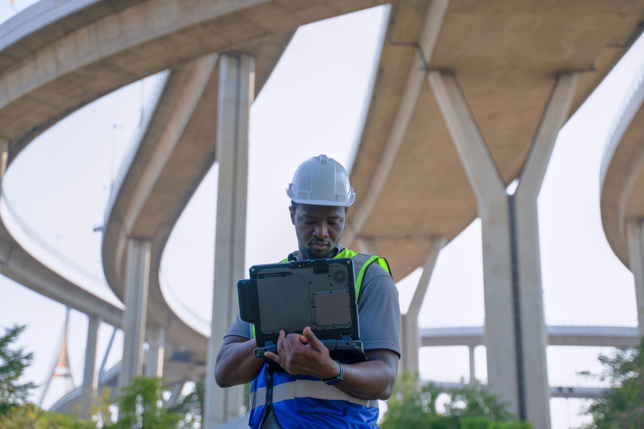 Professional working with mobile technology